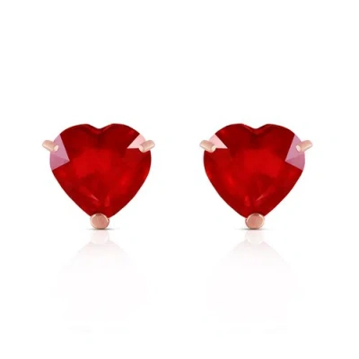 Pre-owned Galaxy Gold Products 2.9 Carat 14k Solid Rose Gold Stud Earrings Natural Heart Ruby In Red
