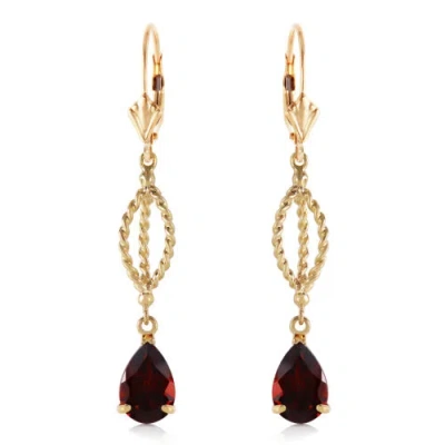 Pre-owned Galaxy Gold Products 3 Ctw 14k Solid Yellow Gold Fleur De Lis Garnet Earrings In Red
