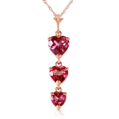 Pre-owned Galaxy Gold Products 3.03 Carat 14k Solid Rose Gold Hand On Heart Pink Topaz Necklace