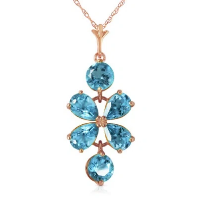 Pre-owned Galaxy Gold Products 3.15 Carat 14k Solid Rose Gold Passione Blue Topaz Necklace
