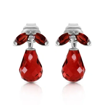 Pre-owned Galaxy Gold Products 3.4 Ct 14k Solid White Gold Love Interpretation Garnet Earrings In Red