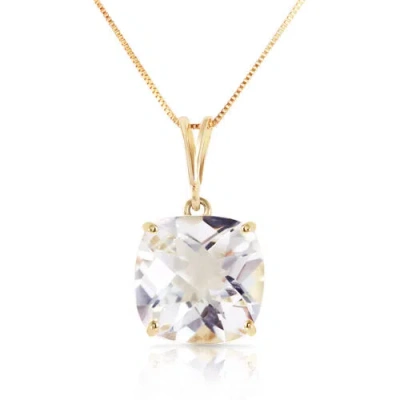 Pre-owned Galaxy Gold Products 3.6 Carat 14k Solid Yellow Gold Necklace Natural Checkerboard Cut White Topaz