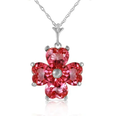 Pre-owned Galaxy Gold Products 3.8 Ctw 14k Solid White Gold Orchid Love Pink Topaz Necklace