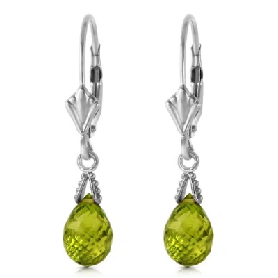 Pre-owned Galaxy Gold Products 4.5 Ctw 14k Solid White Gold Leverback Earrings Briolette Peridot In Green