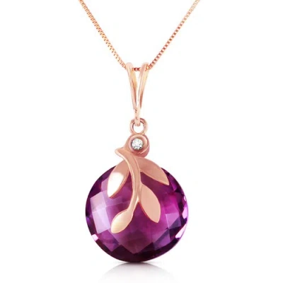 Pre-owned Galaxy Gold Products 5.32 Ct 14k Solid Rose Gold Necklace Checkerboard Cut Purple Amethyst & Diamond