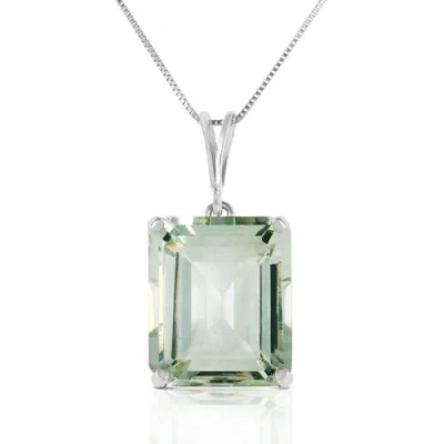 Pre-owned Galaxy Gold Products 6.5 Ctw 14k Solid White Gold Necklace Octagon Green Amethyst