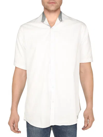 Galaxy Mens Collared Short Sleeve Button-down Shirt In White