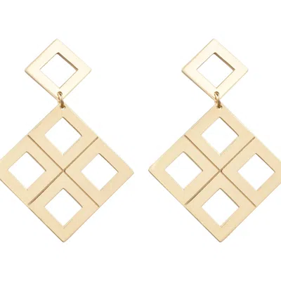 Galer Women's Yellow / Gold Sculptural Rhombus Dangle Earrings 14k Gold In Gray