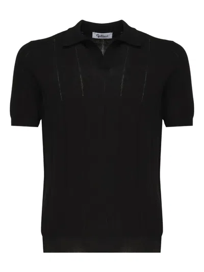 Galiano Ribbed Polo T-shirt In Black