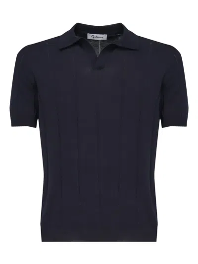 Galiano Striped Cotton Polo Shirt In Blue