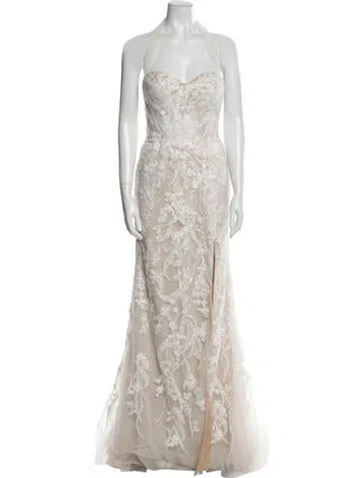 Pre-owned Galina Signature Strapless Long Dress In Neutral