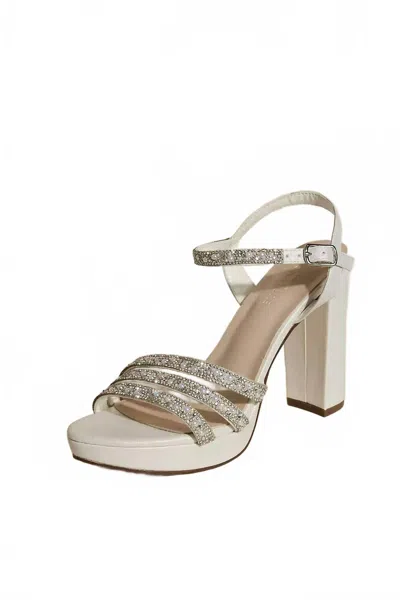 Galina Women's Signature Peace Satin And Crystal Platform Heel Sandals In White