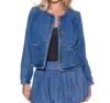 Galita Denim Braided Trim Blazer In Blue In Blue