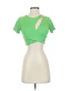 Galita Short Sleeve Top Green Keyhole Neckline Tops In Green