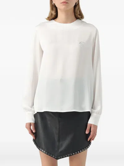 Gaëlle Brooch Satin Shirt In White