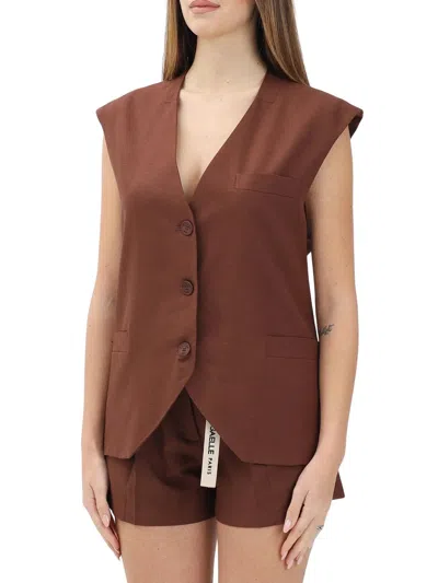 Gaëlle Brown Linen Viscose Vest