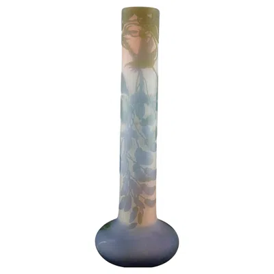 Pre-owned Gaëlle Galle Cameo Glass Purple Flowers Vase Circ 1900's