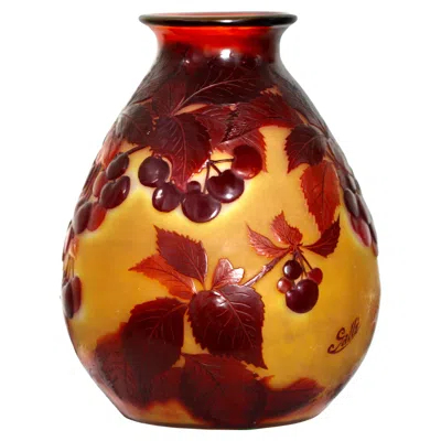 Pre-owned Gaëlle Émile Gallé (1846–1904) French Blow-out Cameo Glass Vase In Brown