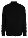 Gaëlle High-neck Frayed-hem Sweater In Black