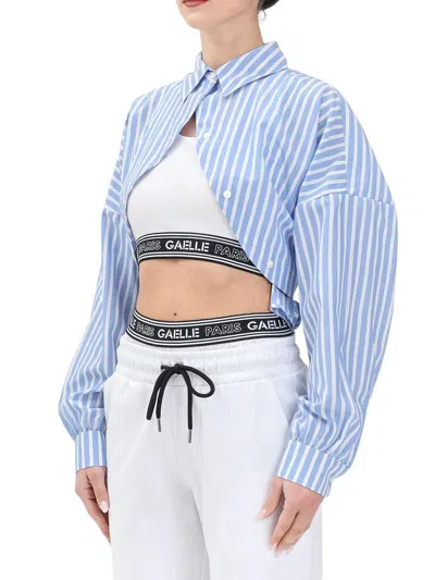 Gaëlle Light Blue White Cotton Polyester Shirt