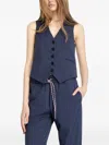 Gaëlle Pinstripe Button Gilet In Blue