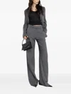 Gaëlle Pinstripe Embellished Trousers In Gray