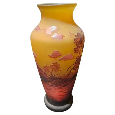 Pre-owned Gaëlle Rare 20th C European Colored Glass Metallic Overlay Vase Florida Estate In Brown