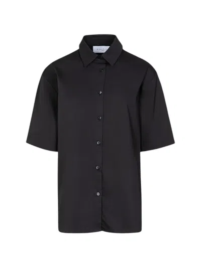 Gaëlle Short-sleeve Cotton Shirt In Black