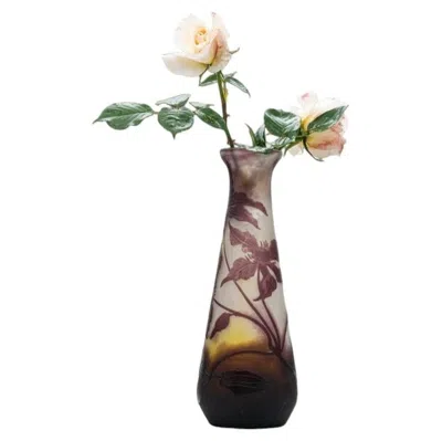 Pre-owned Gaëlle Gallé Signed, Large Acid Etched Overlay Lily Vase, France, 1905 (copy) In Brown