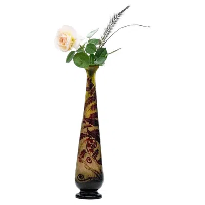 Pre-owned Gaëlle Gallé Signed, Large Acid Etched Overlay Vase, France, 1905 In Brown