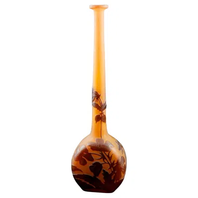 Pre-owned Gaëlle Galle Soliflore Cameo Glass Vase In Orange