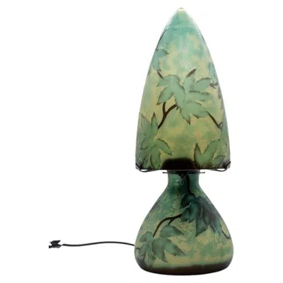 Pre-owned Gaëlle Gallé Table Lamp Mushroom Green Leafs, France