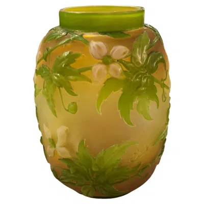 Pre-owned Gaëlle Vase In Glass Souffle, Sign: Galle, Style: Jugendstil, Art Nouveau, Liberty In Brown