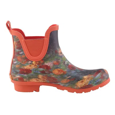 Galleria Enterprises Women's Chelsea Rain Boot In Renoir Le Jardin Rue Cortot A Montmarte In Orange