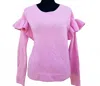 Galleria Enterprises Women's Puff-sleeves Acrylic Blend Sweater In Pink In Pink