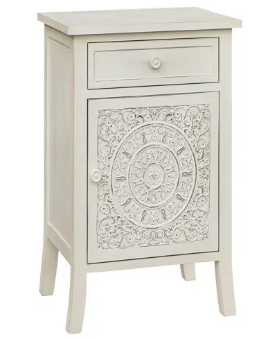Gallerie Decor Antiqued Carved Side Table In White