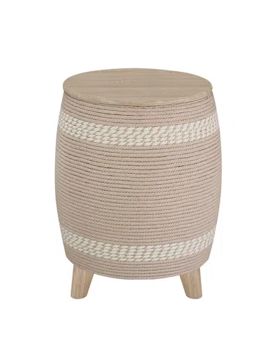 Gallerie Decor Dimensions Drum Storage Ottoman In Natural Finish