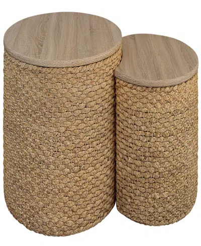 Gallerie Decor Saxony Nesting Coffee Table With Storage In Natural Finish