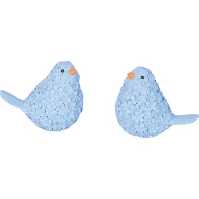 Gallerie Ii Blue Floral Birds Small Decorative Figurines Assortment Of 2