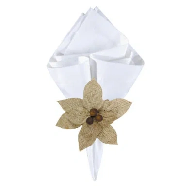Gallerie Ii Burlap Floral Flower Napkin Ring In Brown