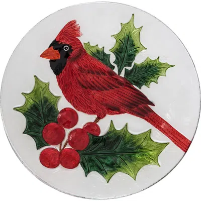 Gallerie Ii Cardinal Glass Decorative Christmas Plate In Multi