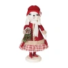 Gallerie Ii Catherine Snowwoman Joe Spencer Gathered Traditions Christmas Art Doll Figure On Stand In Red