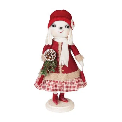 Gallerie Ii Catherine Snowwoman Joe Spencer Gathered Traditions Christmas Art Doll Figure On Stand In Red