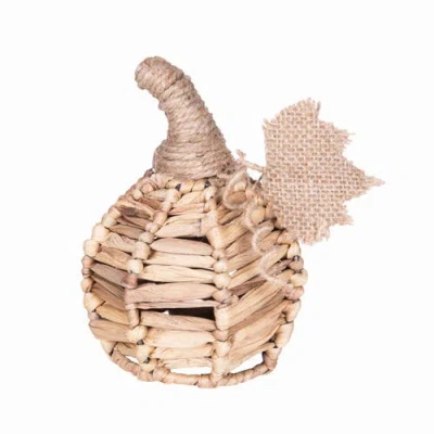 Gallerie Ii Cattail Grass Decorative Small Pumpkin Figurine 5.51" In Beige