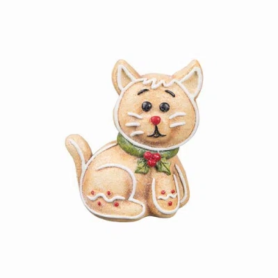 Gallerie Ii Christmas Kitty Cat Gingerbread Small Figurine In Beige