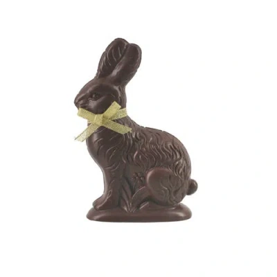 Gallerie Ii Dark Chocolate Resin Gold Ribbon Easter Rabbit Medium Figurine In Brown