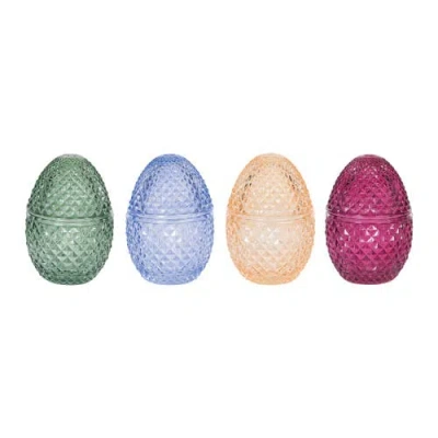 Gallerie Ii Decorative Glass Egg Keepsake Box Easter Spring Assortment Of 4 Figurines In Multi
