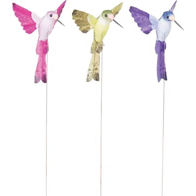 Gallerie Ii Decorative Plant & Greenery Assortment Of 3 Hummingbird Picks In Multi