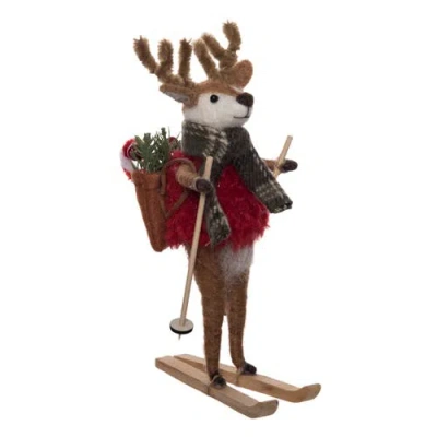 Gallerie Ii Deer On Skis Figurine In Brown