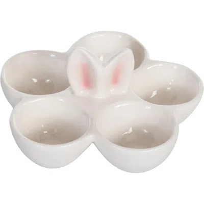 Gallerie Ii Easter Bunny Ears 5-egg Sectional Stoneware Serving Platter 3" X 5.25" In White